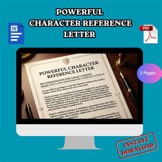 Powerful Character Reference Letter Template | Professional Letter of Recommendation for Court, Job, or Rental | Editable 3 Sample Word File - Etsy