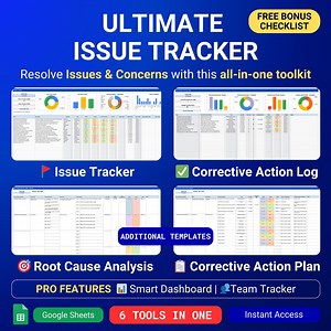 Issue Tracker Issues and Concerns Template Google Sheets Excel Project Management Tool Issue Log Corrective Action Plan Root Cause Analysis - Etsy Canada