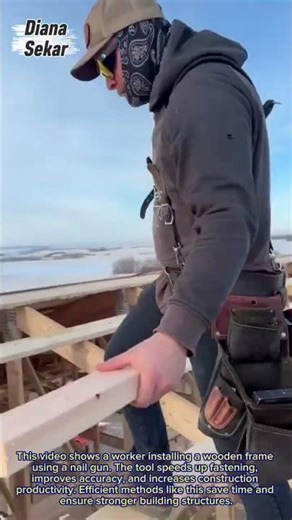 Fast Wooden Frame Installation Using Nail Gun | Construction Productivity