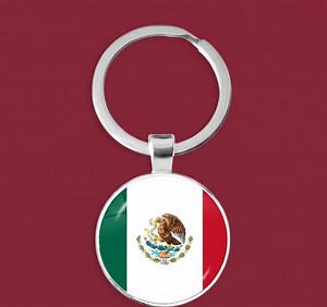 Mexican Flag Glass Cabochon Keychain Mexico Gift - Etsy