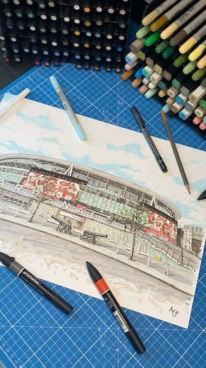 One for the Arsenal Fans! ✍⚪️ Emirates Stadium! If only drawing was this quick & easy! #arsenal #arsenalfc #emiratesstadium #arsenalfans #northlondon | Art By Arjo | Facebook