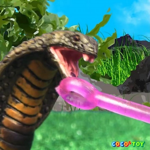 The frog that ate the hippos #Shorts ｜Learn reptiles name, cartoons for kids｜CoCosToy