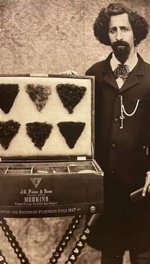 For The Love of History on Instagram: "The mystery behind the Merkin!! . I was tagged in this video by a history BFF and a few others sent this to me! Although the Merkin is a totally real thing, that Merkin-selling mustachioed man was not around to show his wares to those fine ladies! . When I saw the picture in the video I thought to myself that it’s just too perfectly set up to be real! I mean the man’s mustache goatee combo looks exactly like the thing he was selling. Truth can be stranger t