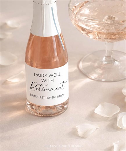 Retirement Party Champagne Labels Template Printable Funny Retirement Party Favors Labels Pairs Well With Retirement Beautiful Boho - Etsy Canada