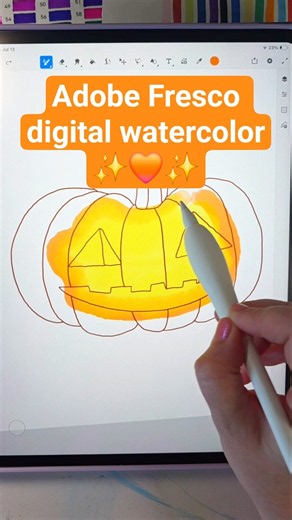 Adobe Fresco digital watercolor brushers are still my favorite!✨️🧡✨️
