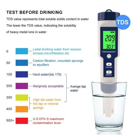 IP67 Waterproof Water Quality Tester, PH Salinity TDS EC Testing Water Quality Detector, swimming pool - Walmart.ca