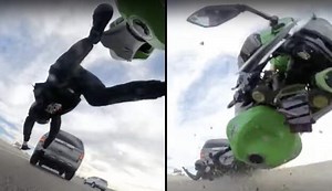 Damn: SUV Brake Checks Biker Going 70 MPH!
