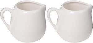 Cabilock 2pcs 70ML Ceramic Creamer Pitcher with Handle Mini Milk Jug Coffee Cup Sauce Serving Pitcher White Porcelain Sauce Jug Kitchen Pouring Creamer