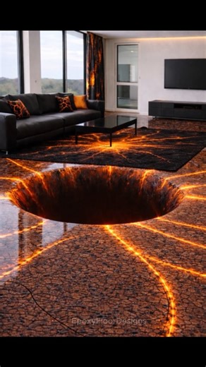 THIS FLOOR IS INSANE 😱 Lava Epoxy Floor with Endless Hole #epoxy #floor #floridausa #usa #magic | Craftopia AI