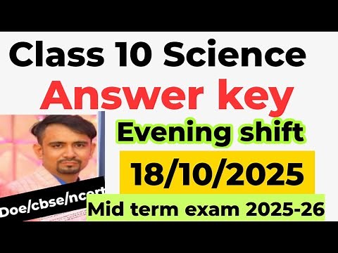 class 10 science mid term answer key 2025-26 | evening shift | science paper solution class 10 |