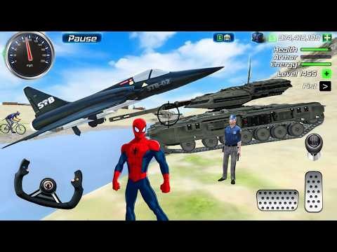 Rope Frog Ninja Superhero Jet and Tank in Open World Game - Android Gameplay