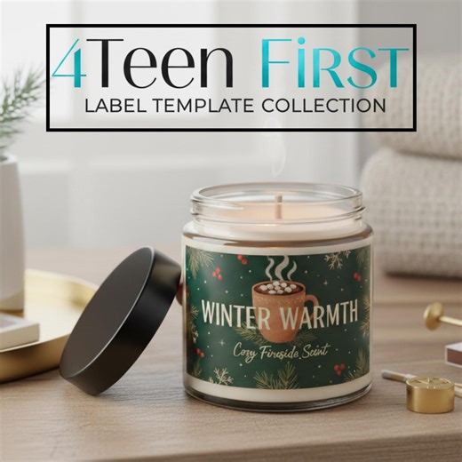 Christmas Candle Label Template | Winter Jar Sticker (canva Editable, Digital Download) - Etsy