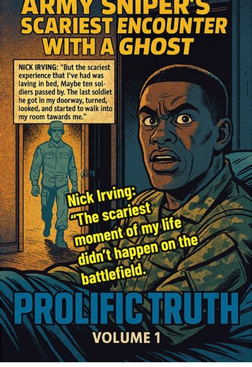 Army Snipers Scariest Encounter with a Ghost Nick Irving: “The scariest moment of my life didn’t happen on the battlefield. I was lying in bed when a line of soldiers—maybe ten of them—walked past my door. But the last one stopped. He turned, looked straight at me… and then started walking into my room.”#paranormal #scary #fyp #ghosts #scarystories
