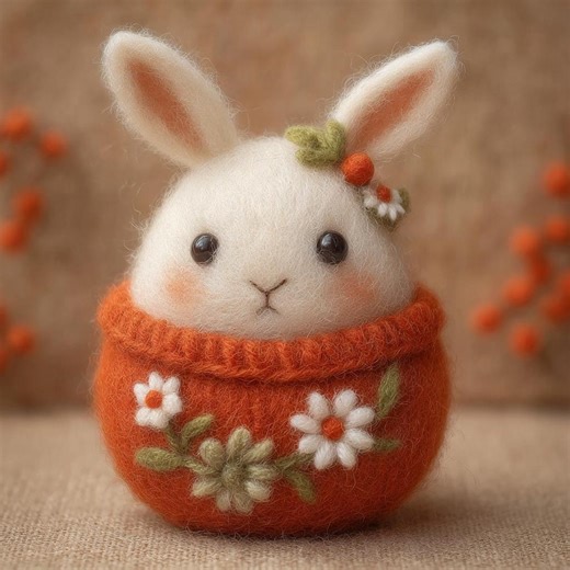 Needle Felt Easter Bunny Eggs With Flowers | Handmade Felted Easter Day Decor | Adorable Gift for Her Anniversary - Etsy