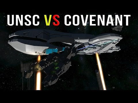 UNSC Frigate VS COVENANT Assault Carrier | SPACE ENGINEERS