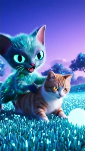 ✨ Cute Alien Cat Playing with Earth Cats 🐾👽