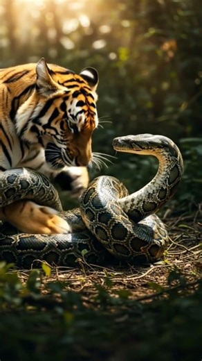 Tiger Vs Snake 😲 #wildlife #animalattack #animals