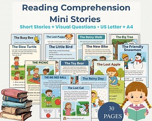 Reading Comprehension Worksheets, Kids, Short Stories (printable PDF) - Etsy