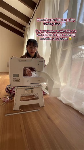 Hemming Curtains with a Tiny Stool: Tips for Sewists