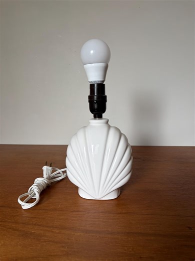White Ceramic Seashell Table Lamp - Post Modern Decor - Coastal Decor - Etsy