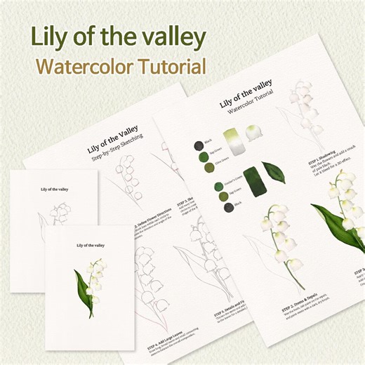 Watercolor Lily of the Valley Tutorial,step-by-step Practice at Home,original Hand Painted - Etsy