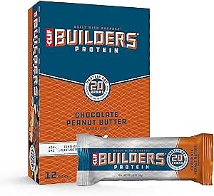 Clif Builders - Protein Bars - Chocolate Peanut Butter Flavor - 20g Protein - Gluten Free (2.4 Ounce, 12 Count)