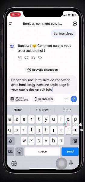 Formulaire de connexion futuriste par Deepseek