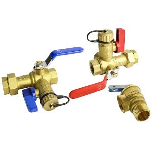 [Hot Item] 3/4-Inch Isolator Tankless Water Heater Service Valve Kit with Pressure Relief Valve, Clean Brass