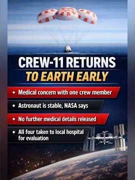 Video:SpaceX capsule with four astronauts, one ailing, splashes down safely off California#NASA