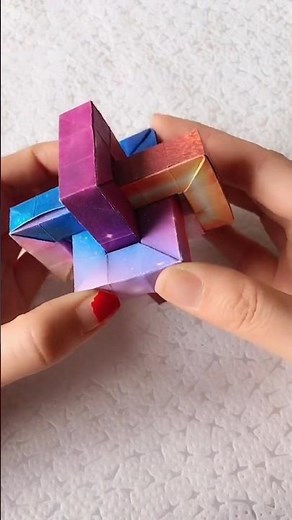 DIY Origami Cube Puzzle 🟦🟥 | Easy Modular Origami Tutorial #origami #shorts #papercraft #diycrafts