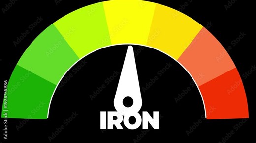 iron level measuring device animation.zoom effect.Infographic gauge, tachometer, speedometer.