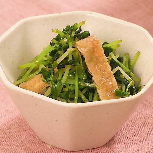 レンジで簡単！ 豆苗と油揚げのお浸しのレシピ動画・作り方 | デリッシュキッチン