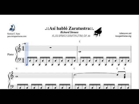 Also Sprach Zarathustra, Op 30 by Strauss Easy Sheet Music for Piano beginners