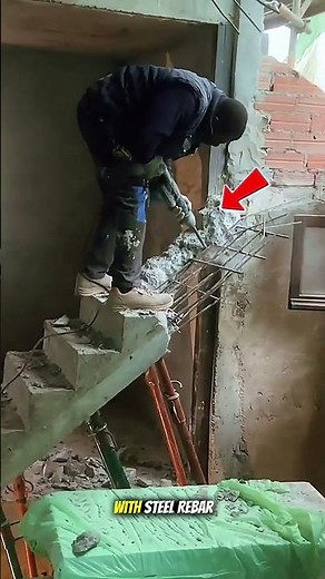 Powerful Jack Hammer Breaking Reinforced Concrete | Heavy Duty Demolition Tool