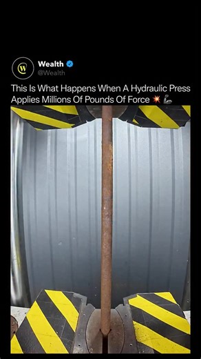 Wealth on Instagram: "Once the press starts moving, nothing inside it is “strong” anymore. 🔩📉 A hydraulic press doesn’t smash things, it overpowers the atomic bonds holding them together, applying slow, relentless force until steel stretches, chains unravel, and solid materials flow like clay. At full pressure, strength becomes irrelevant. Geometry fails. Weak points expose themselves. That same principle is used in industrial forming, metal forging, and stress testing critical components, whe