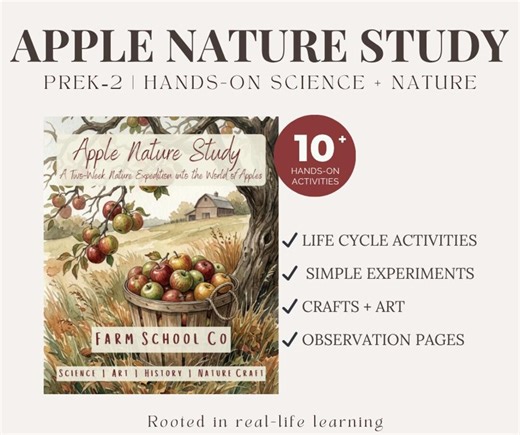 Apple Nature Study for Kids | Hands-on Botany Unit | Prek, Kindergarten, 1st Grade Homeschool Science | Apple Life Cycle Activities - Etsy