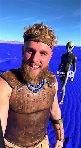 Ancient Sumerian Jake Paul meets an Alien on an Alien Blue World #ai #alien #space @jakepaul AI