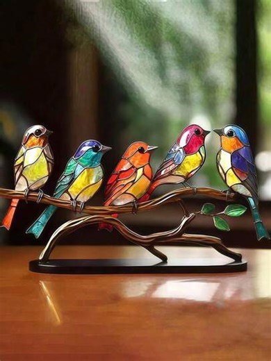 1PC Charming Acrylic Bird Figurine,European Style Flat Wooden Bird Decor, Colorful Acrylic Bird On Branch,Room Decor,Modern Style Tabletop Bird Figurine Decorative Ornaments,For Home Decoration Bathroom Decor, Can Be Used As Halloween, Christmas, Father's Day, Easter,Mother's Day Gift, Decorative Piece For Boyfriend/Girlfriend,Room Decoration Stuff Living Room Decor Office Decor | SHEIN