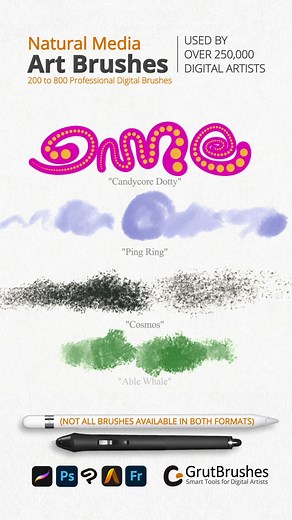 ALL GrutBrushes Digital Art Tools in one bundle! | GrutBrushes Artisanal Photoshop Brushes