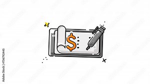 animation bank check. Ideal for financial themed designs, banking concepts, budgeting illustrations, and businessrelated projects.