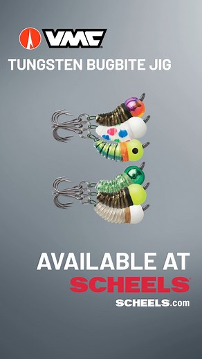 VMC Hooks Tungsten Bugbite Jig: https://bit.ly/48kb7NE It looks like larva, drops quickly with its tungsten head, and the super sticky VMC treble hook keeps them pinned. Small profile, big results. | Scheels Outdoors