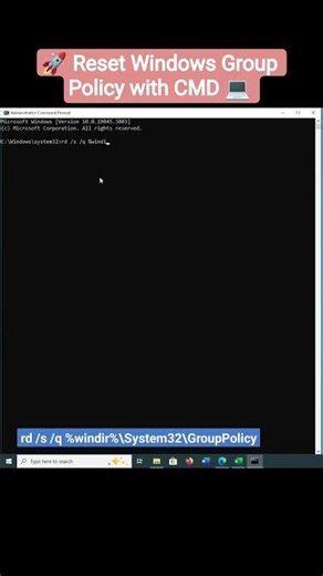 🚀 Reset Windows Group Policy with One CMD Command! 💻 #Shorts