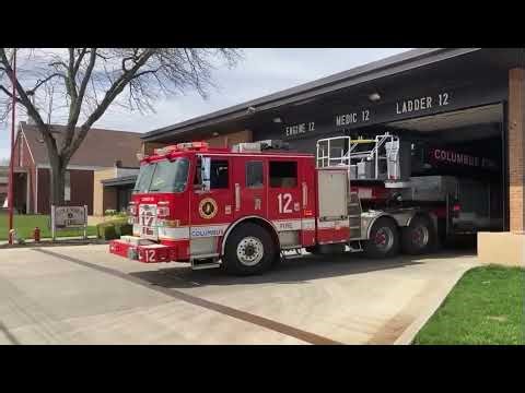Columbus Division of Fire Ladder 12 responding to a fire alarm activation code 3.