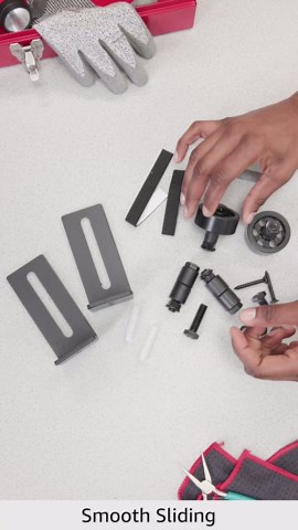 2 Pack Barn Door Floor Guide, Sliding Barn Door Bottom Guide, Adjustable Floor Guide Roller, Flush Bottom, Quiet, Black, Steel Frame, Easy to Install