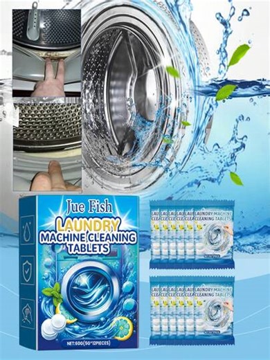 JUE FISH Washing Machine Cleaning Tablets, Deep Clean Drum And Pulsator Washing Machines, Remove Limescale Residue And Odor, Quick Foaming, Long-Lasting Freshness, Lemon Scented. Washing Machine Cleaner, Laundry Detergent, Descaler, Deodorizer, Freshening Tablets, Front Load Washer Cleaner, Top Load Washer Cleaner, Laundry Equipment, Lemon Fresh, Long-Lasting Freshness. | SHEIN