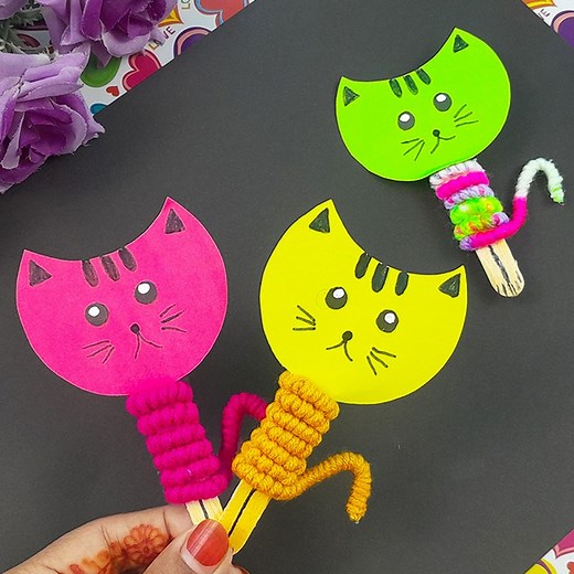 43K views · 200 reactions | Easy DIY  Cat Stick Puppets | Ice Cream Stick Craft | DIY Paper Toys | Rana Craft | Facebook