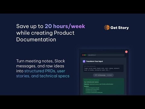 GetStory.io - product documentation writing with AI assistance tool