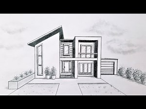 How to draw a house in one point perspective, step by step