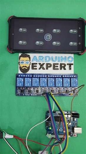 Control 8 relay channels wirelessly using Arduino UNO and Bluetooth