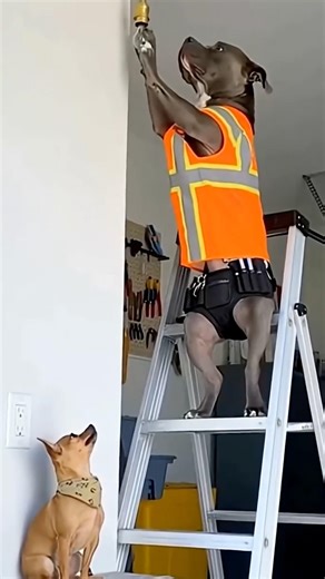 The dog was electrocuted while installing a light bulb.😜😜😱🥰🥰 #funny #comedy #cat #shorts